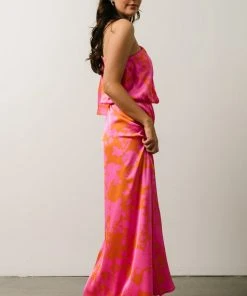 SL Nevaeh One Shoulder Maxi Dress | Hot Pink Floral