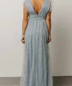 Soi Nova Shimmer Maxi Dress | Dusty Blue + Silver Dresses 2 Soi Nova Shimmer Maxi Dress | Dusty Blue + Silver Dresses