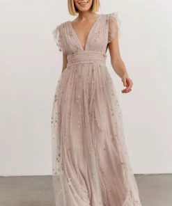 Soi Dresses Nova Shimmer Maxi Dress | Dusty Lilac