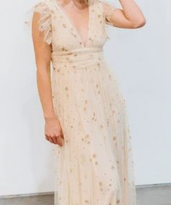 Soi Nova Shimmer Maxi Dress | Gold