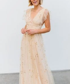 Soi Nova Shimmer Maxi Dress | Gold