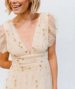 Soi Nova Shimmer Maxi Dress | Gold