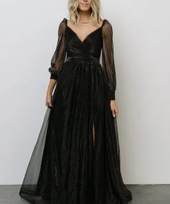 Soi Octavia Shimmer Gown | Black Dresses