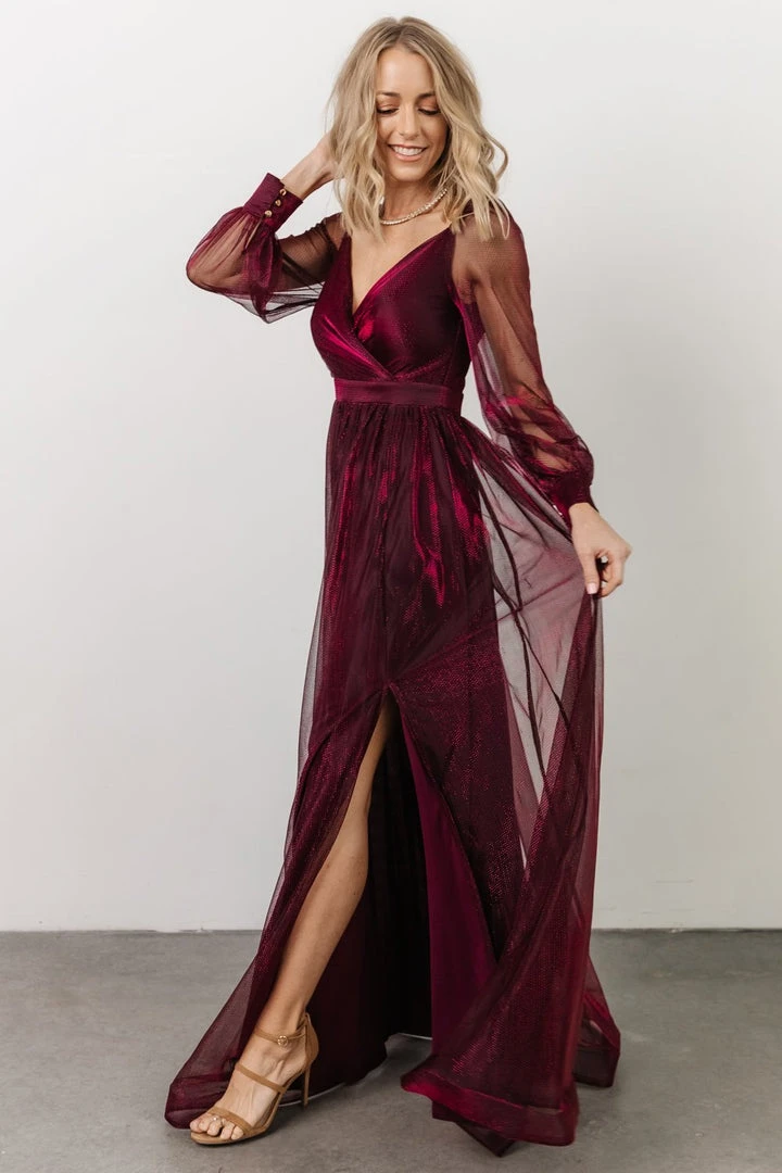 Soi Dresses Octavia Shimmer Gown | Mulberry 2 Soi Dresses Octavia Shimmer Gown | Mulberry