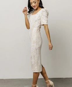 RR Dresses Odessa Sequin Midi Dress | White