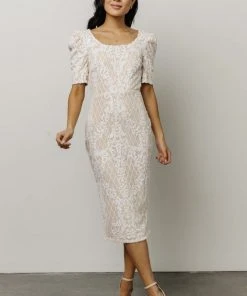 RR Dresses Odessa Sequin Midi Dress | White