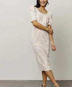 RR Dresses Odessa Sequin Midi Dress | White