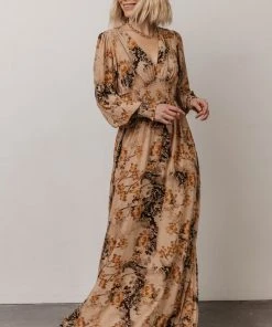 BB Custom Dresses Olivia Maxi Dress | Camel Print