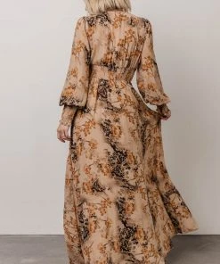 BB Custom Dresses Olivia Maxi Dress | Camel Print