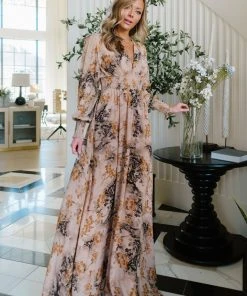 BB Custom Dresses Olivia Maxi Dress | Camel Print
