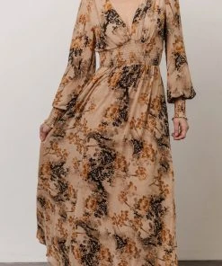 BB Custom Dresses Olivia Maxi Dress | Camel Print