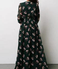 BB Custom Olivia Maxi Dress | Dark Green Floral