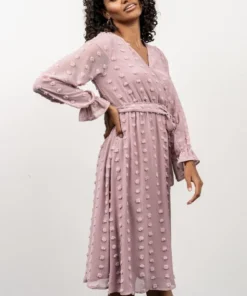 POL Paisley Dot Midi Dress | Blush