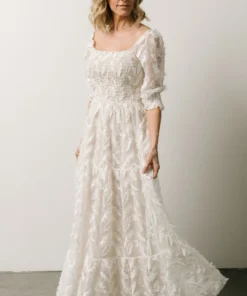 BB Custom Paloma Smocked Feather Maxi Dress | Off White 3 BB Custom Paloma Smocked Feather Maxi Dress | Off White