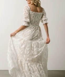 BB Custom Paloma Smocked Feather Maxi Dress | Off White 8 BB Custom Paloma Smocked Feather Maxi Dress | Off White