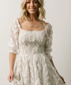 BB Custom Paloma Smocked Feather Maxi Dress | Off White 2 BB Custom Paloma Smocked Feather Maxi Dress | Off White