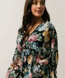 DF Pansy Mini Dress | Black Multi Floral Dresses