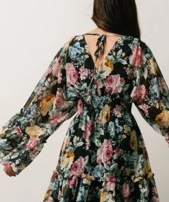 DF Pansy Mini Dress | Black Multi Floral Dresses