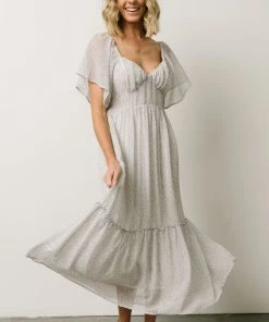 IL Dresses Patience Midi Dress | Dusty Blue + Off White Print