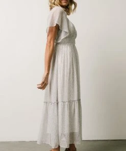 IL Dresses Patience Midi Dress | Dusty Blue + Off White Print