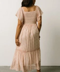 IL Patience Midi Dress | Pink + Off White Print Dresses