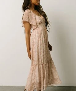 IL Patience Midi Dress | Pink + Off White Print Dresses