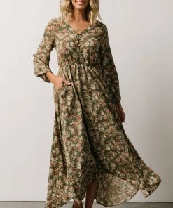 HAY Patrice Maxi Dress | Olive Print Dresses
