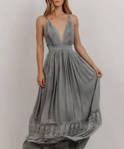 DD Pauletta Woven Maxi Dress | Dusty Blue Dresses