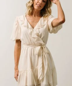 FT Pearl Swiss Dot Mini Dress | Cream