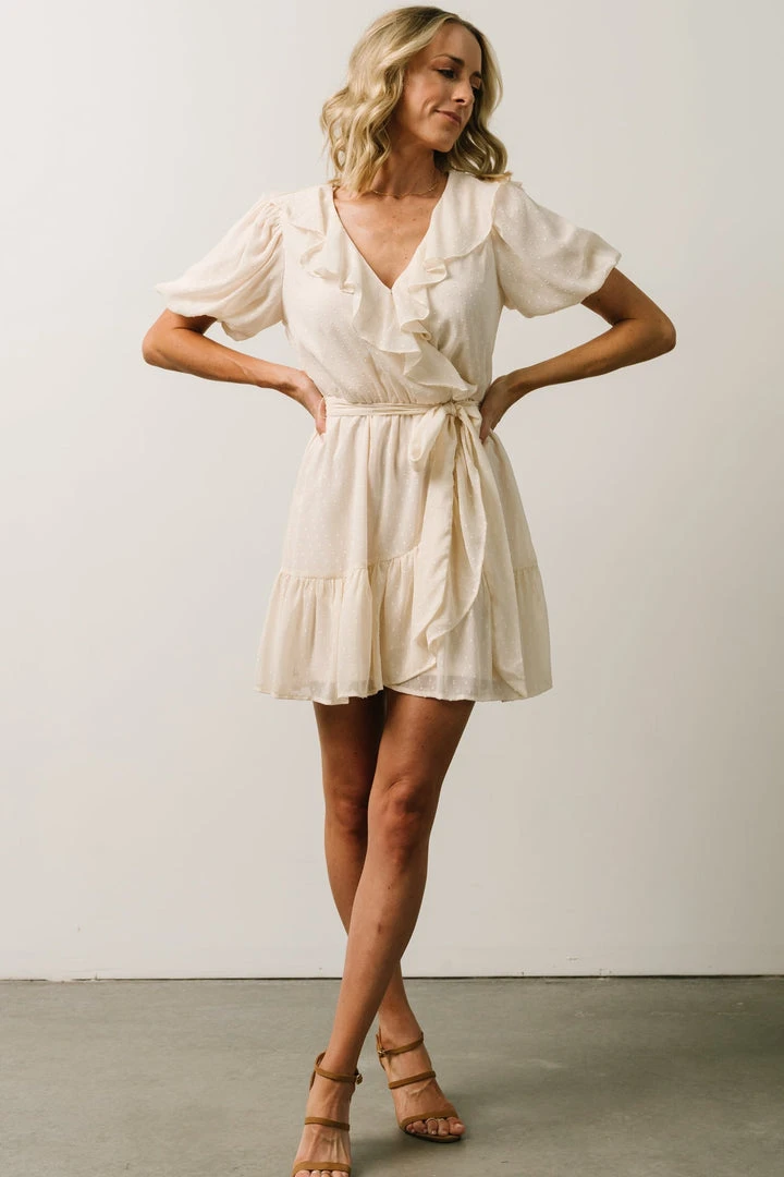 FT Pearl Swiss Dot Mini Dress | Cream 2 FT Pearl Swiss Dot Mini Dress | Cream