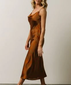 FT Penny Cowl Neck Midi Dress | Copper Print Dresses