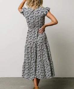 HAY Petal Smocked Midi Dress | Navy Floral Dresses