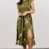 SL Pia Smocked Midi Dress | Olive Floral Shop All
