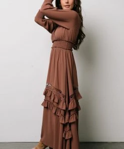 BB Custom Pippa Ruffle Maxi Dress | Deep Mauve Dresses