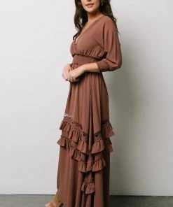 BB Custom Pippa Ruffle Maxi Dress | Deep Mauve Dresses