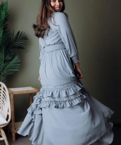 BB Custom Dresses Pippa Ruffle Maxi Dress | Dusty Blue 17 BB Custom Dresses Pippa Ruffle Maxi Dress | Dusty Blue