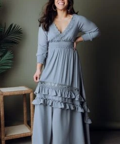BB Custom Dresses Pippa Ruffle Maxi Dress | Dusty Blue 19 BB Custom Dresses Pippa Ruffle Maxi Dress | Dusty Blue
