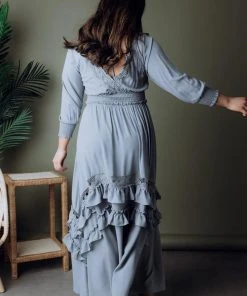 BB Custom Dresses Pippa Ruffle Maxi Dress | Dusty Blue 18 BB Custom Dresses Pippa Ruffle Maxi Dress | Dusty Blue