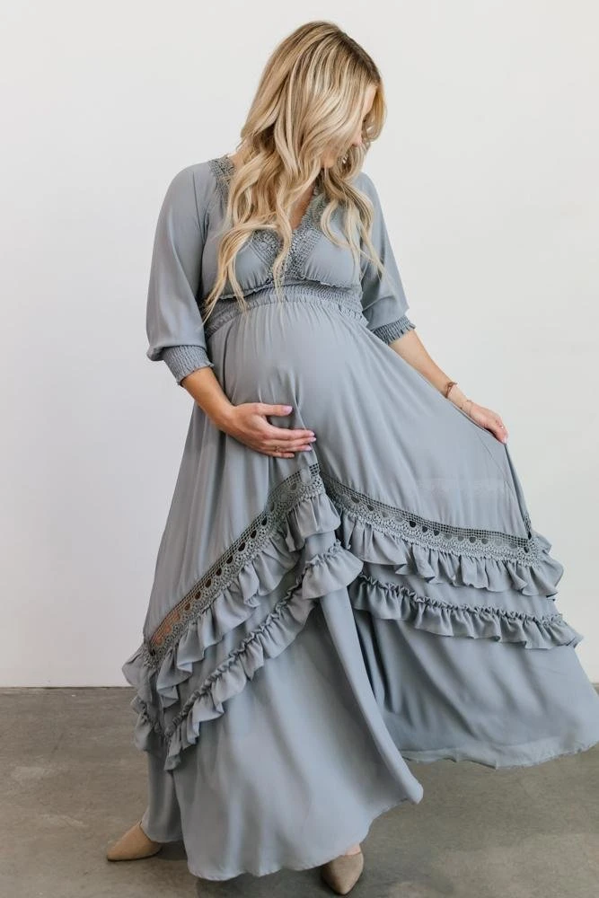 BB Custom Dresses Pippa Ruffle Maxi Dress | Dusty Blue 3 BB Custom Dresses Pippa Ruffle Maxi Dress | Dusty Blue