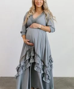 BB Custom Dresses Pippa Ruffle Maxi Dress | Dusty Blue 21 BB Custom Dresses Pippa Ruffle Maxi Dress | Dusty Blue
