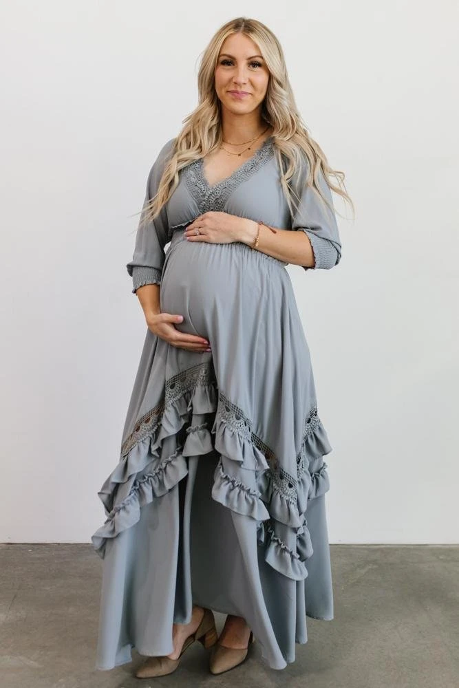 BB Custom Dresses Pippa Ruffle Maxi Dress | Dusty Blue 11 BB Custom Dresses Pippa Ruffle Maxi Dress | Dusty Blue