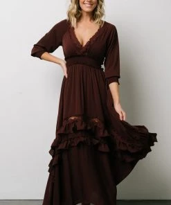 BB Custom Pippa Ruffle Maxi Dress | Raisin