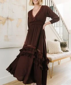 BB Custom Pippa Ruffle Maxi Dress | Raisin