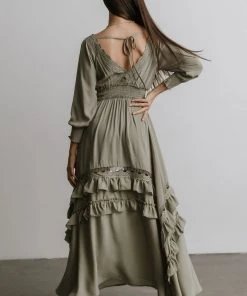 BB Custom Dresses Pippa Ruffle Maxi Dress | Sage