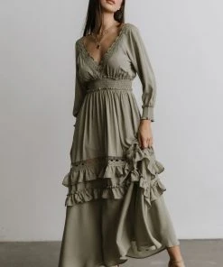 BB Custom Dresses Pippa Ruffle Maxi Dress | Sage
