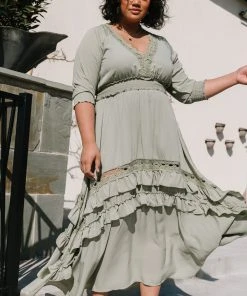 BB Custom Dresses Pippa Ruffle Maxi Dress | Sage