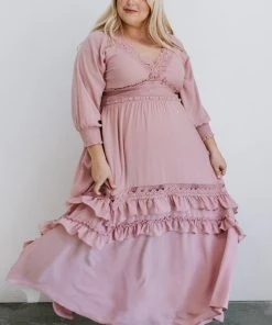 BB Custom Dresses Pippa Ruffle Maxi Dress | Vintage Rose
