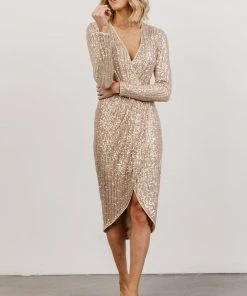 MA Poland Sequin Midi Dress | Champagne Dresses