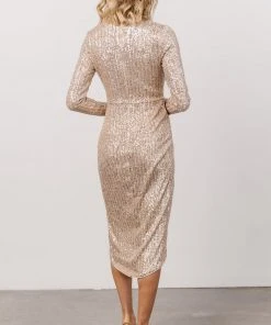 MA Poland Sequin Midi Dress | Champagne Dresses