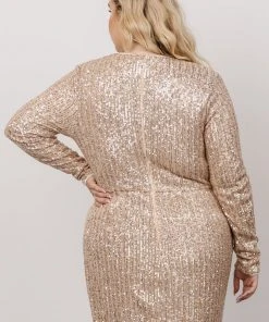 MA Poland Sequin Midi Dress | Champagne Dresses